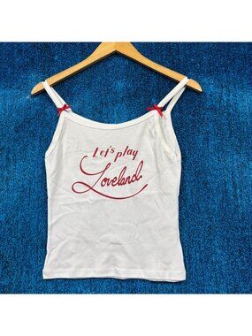 Suki Waterhouse Lets Play Loveland Popstar White Cropped Tank Size Medium